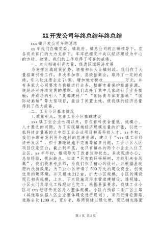 XX开发公司年终总结年终总结