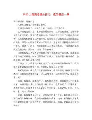 2024山西高考满分作文夜的最后一章 
