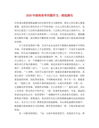 2024年湖南高考同题作文踮起脚尖 