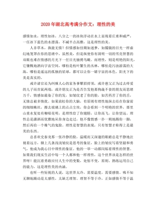 2024年湖北高考满分作文理性的美 