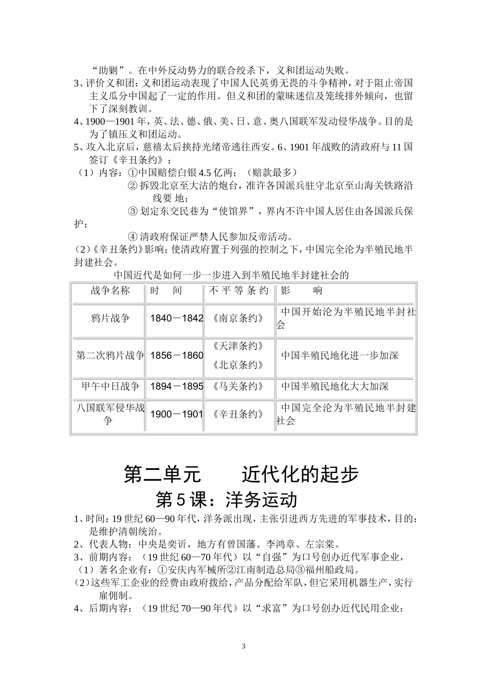 中国历史八年级上册复习要点_第3页