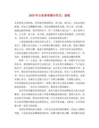 2024年山东高考满分作文齿轮 