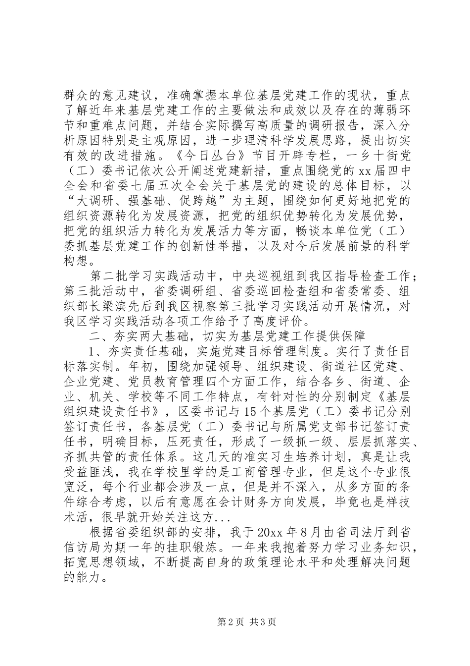 XX年8月基层党建个人总结范文_第2页