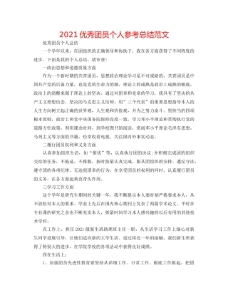 2024优秀团员个人参考总结范文 