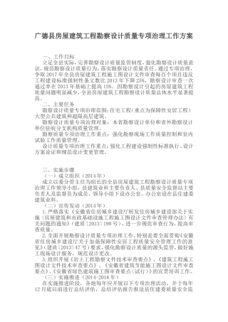 广德县房屋建筑工程勘察设计质量专项治理工作方案