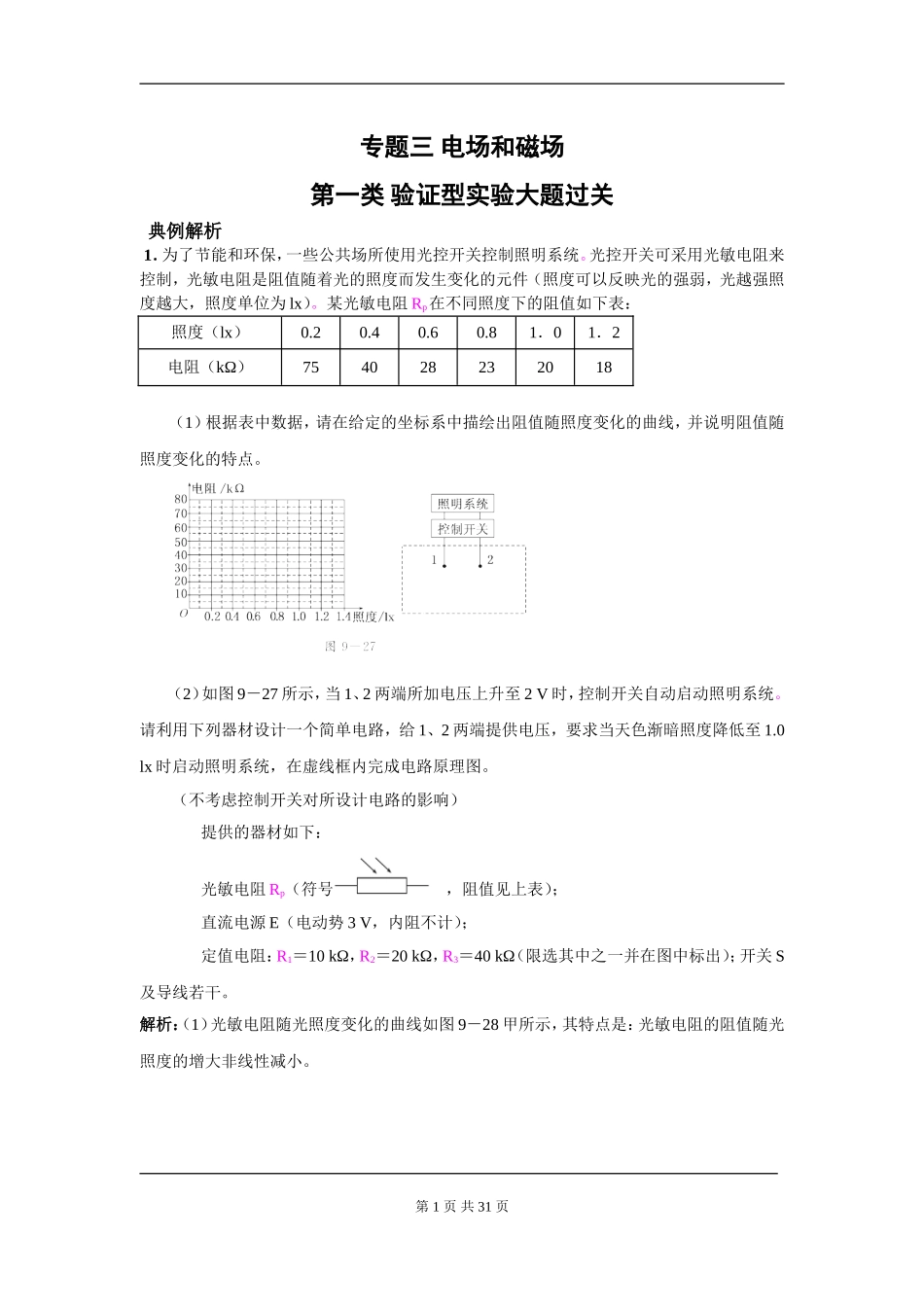2013届高中物理得分宝典系列：实验过关专题三-电场和磁场_第1页