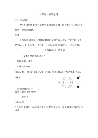 型圈密封圈的选用