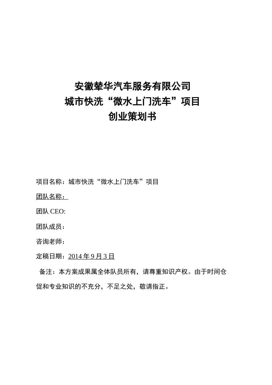 无水洗车项目创业策划书_第2页