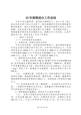 XX年度推进办工作总结