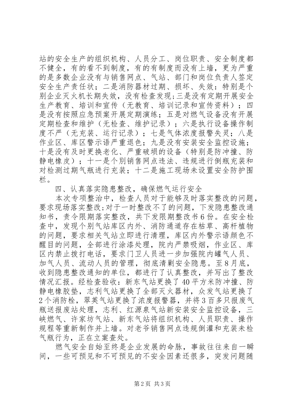 XX年燃气行业安全生产专项整治工作总结_第2页