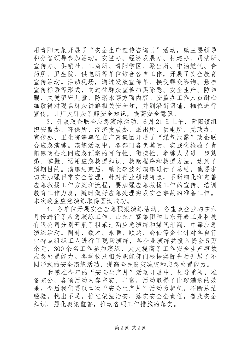 XX年乡镇“安全生产月”总结_第2页