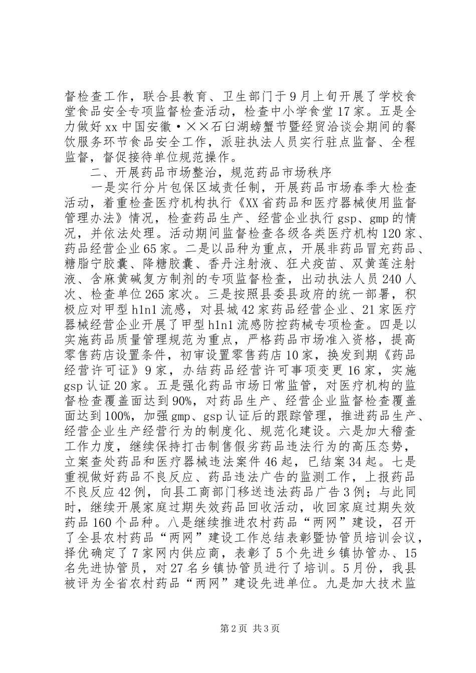 XX年食品药品监管局工作总结_第2页