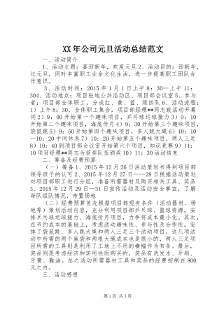 XX年公司元旦活动总结范文