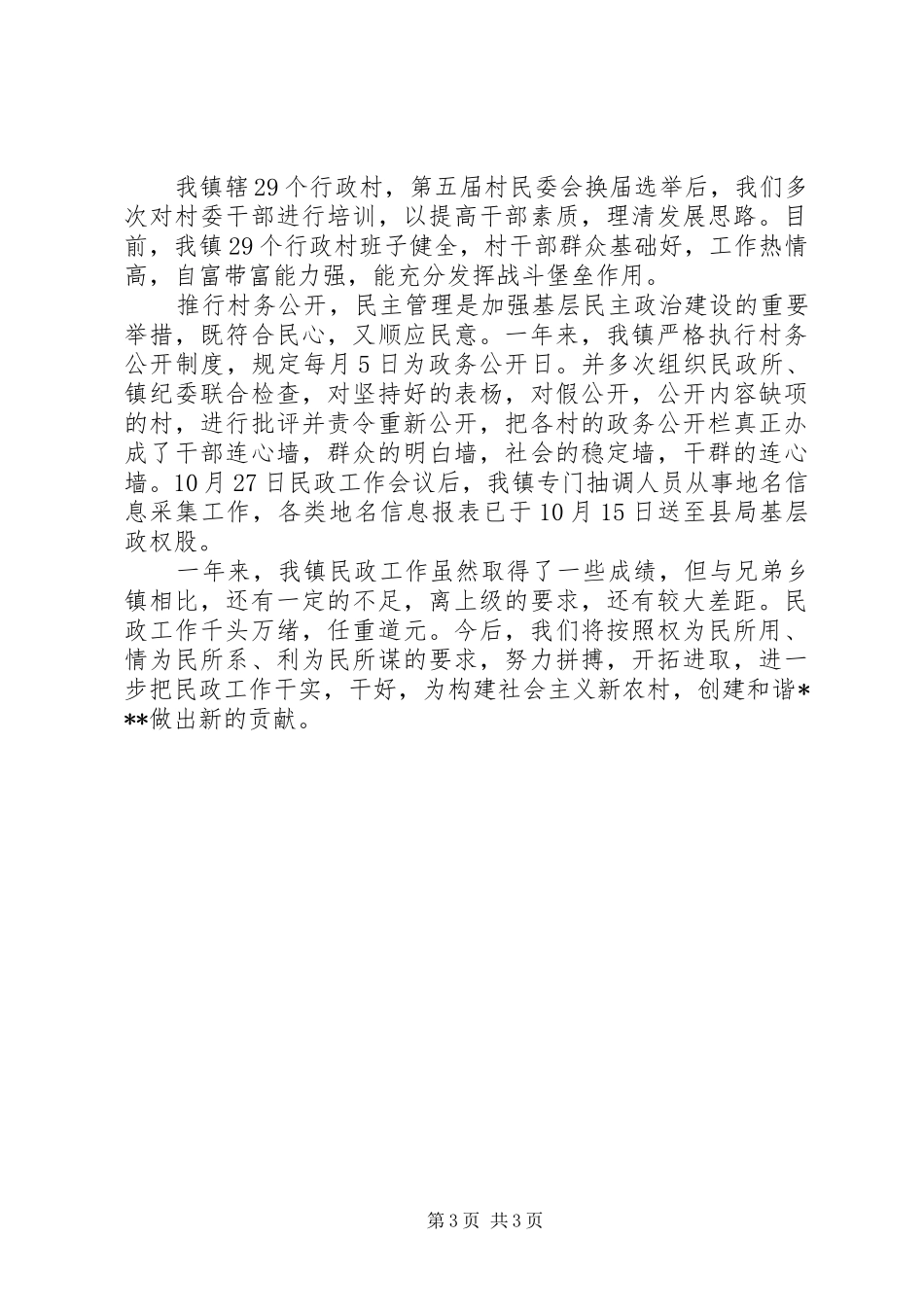 XX年乡镇民政工作总结工作总结范文_第3页