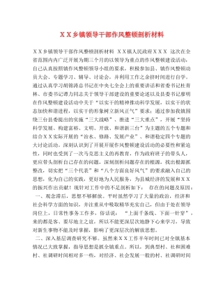 ＸＸ乡镇领导干部作风整顿剖析材料 