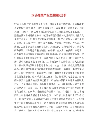 XX县旅游产业发展情况分析 