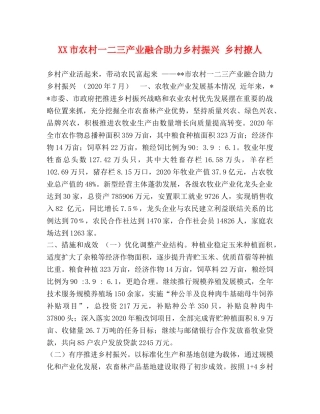 XX市农村一二三产业融合助力乡村振兴 乡村撩人 