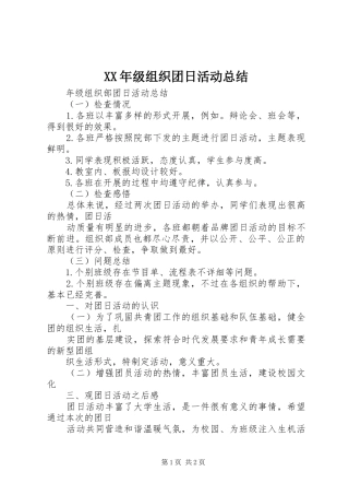 XX年级组织团日活动总结