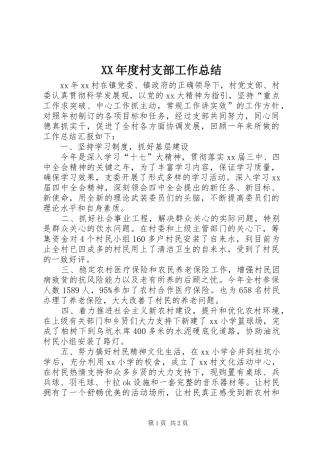 XX年度村支部工作总结