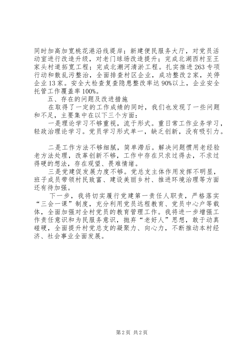 XX年村党总支书记个人工作总结_第2页