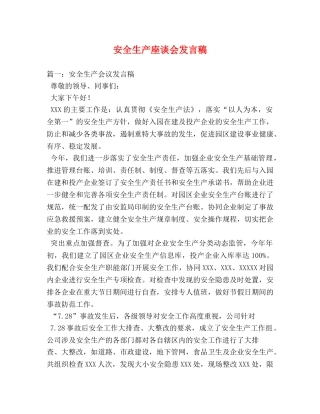 安全生产座谈会发言稿 