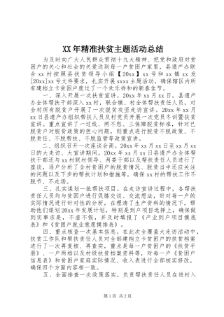 XX年精准扶贫主题活动总结