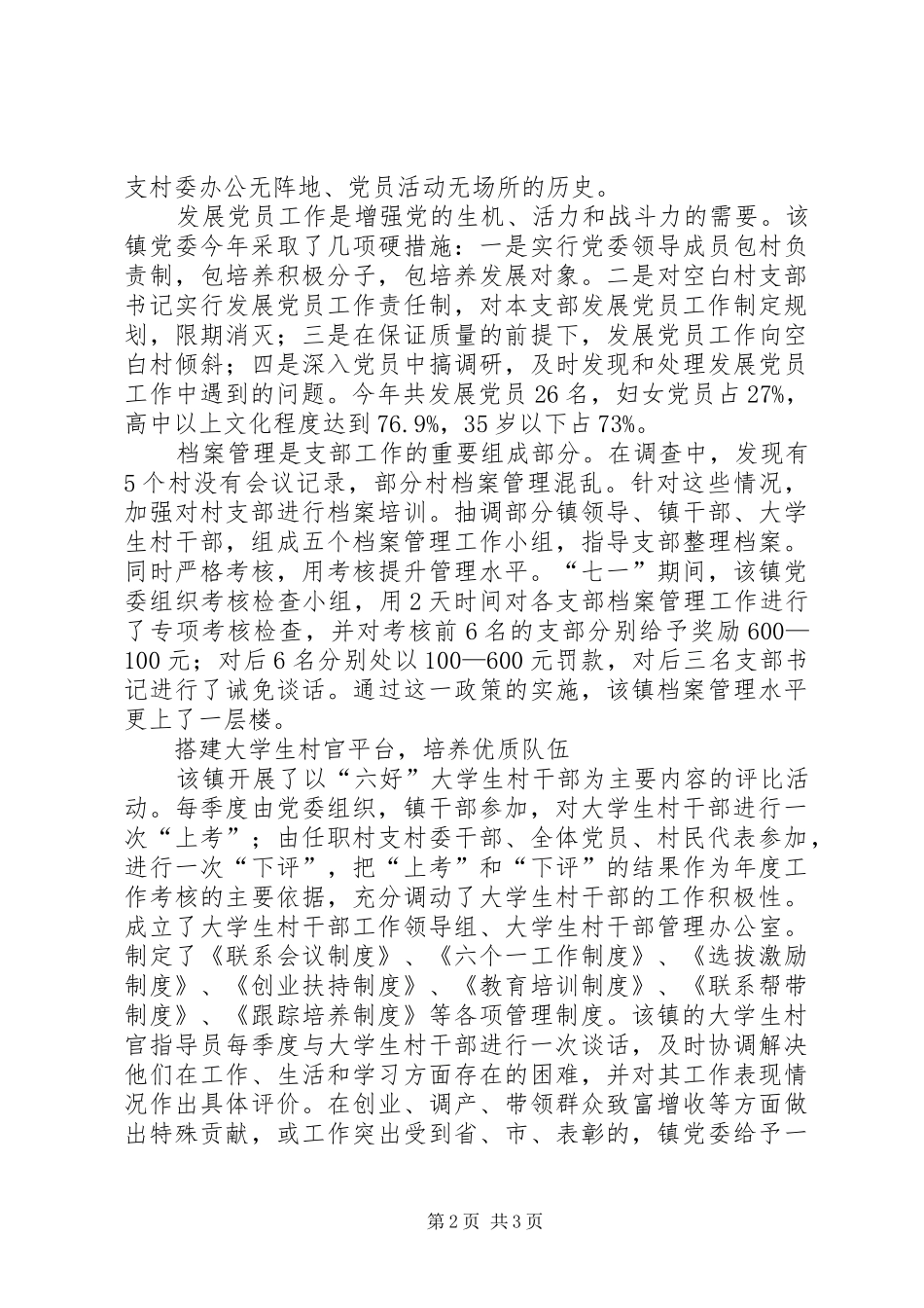 XX镇加强基层组织建设情况总结_第2页