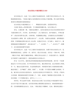 安全在我心中演讲稿范文2024 