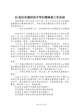 XX县区东城回民中学扫黑除恶工作总结