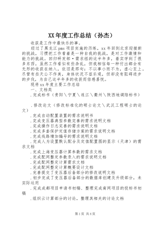 XX年度工作总结（孙杰）