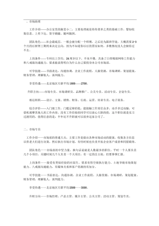 市场岗位晋升路线