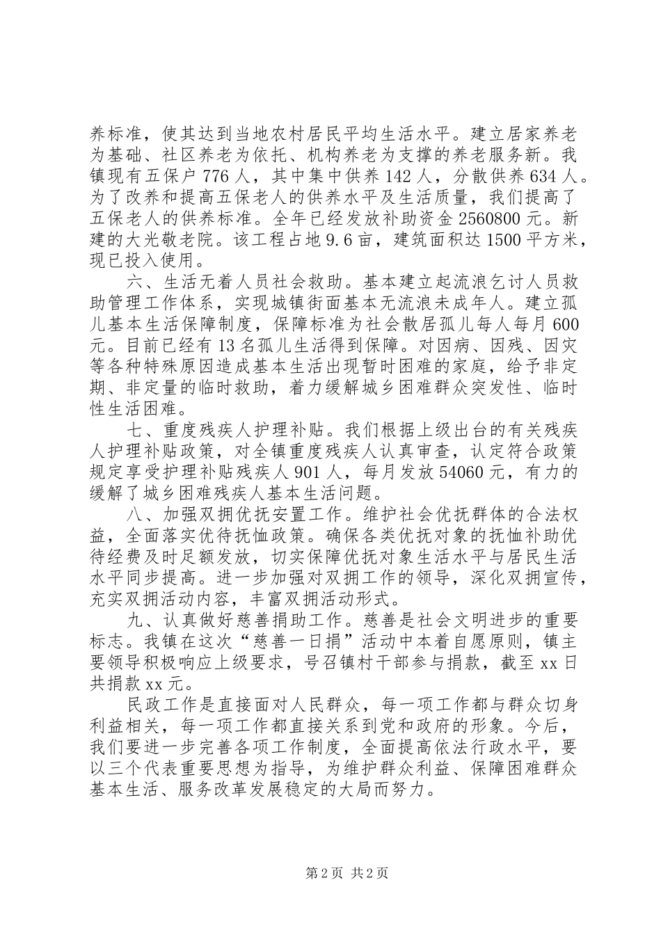 XX年镇民政工作总结_第2页