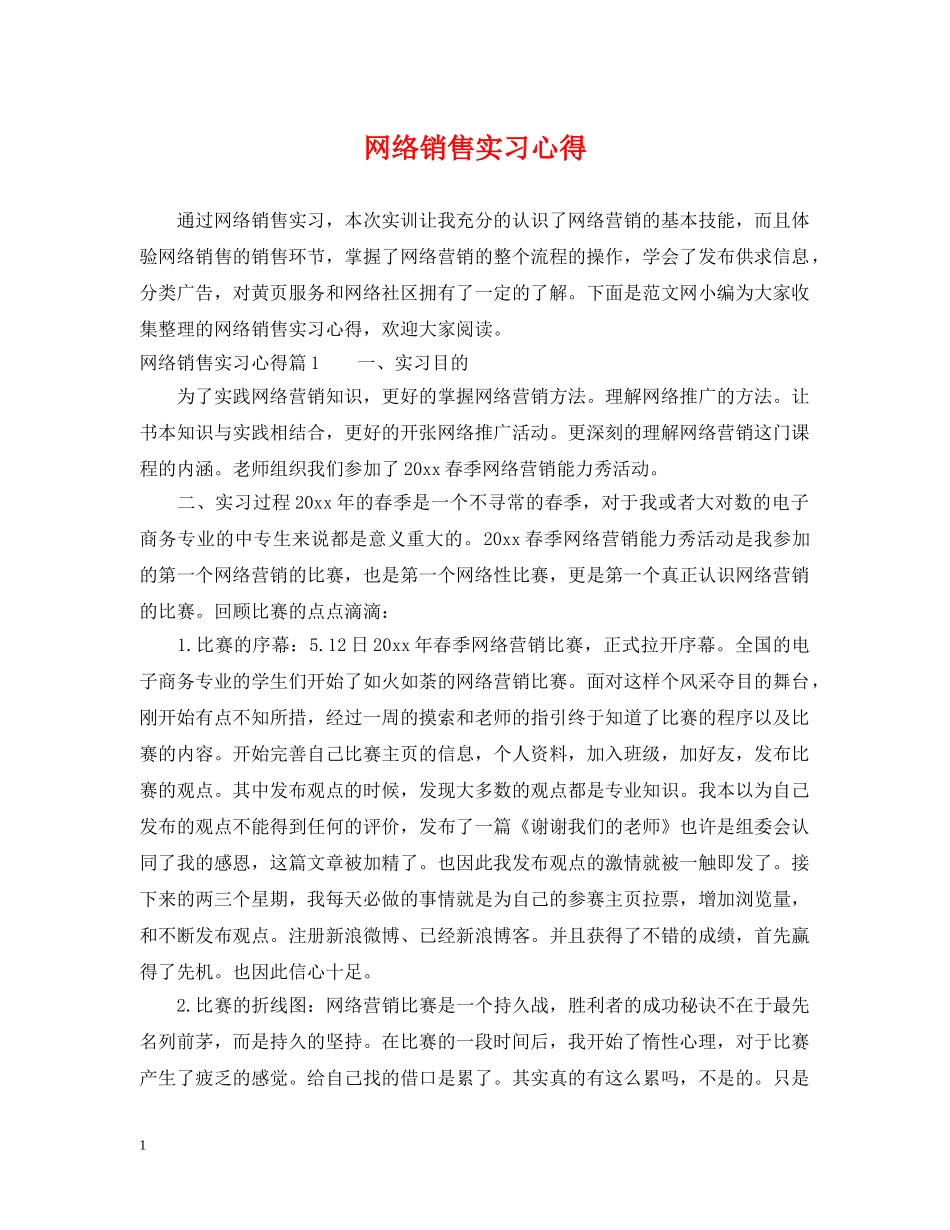 网络销售实习心得 _第1页