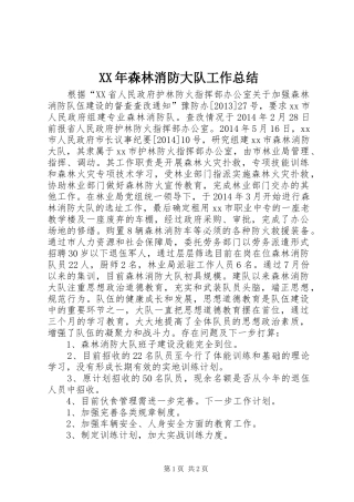 XX年森林消防大队工作总结
