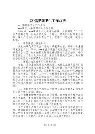 XX镇爱国卫生工作总结