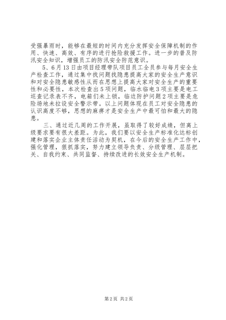 XX年落实企业生产主体责任专项整治活动总结_第2页