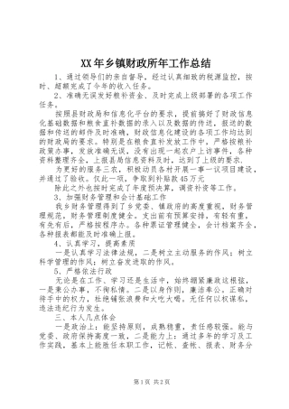 XX年乡镇财政所年工作总结