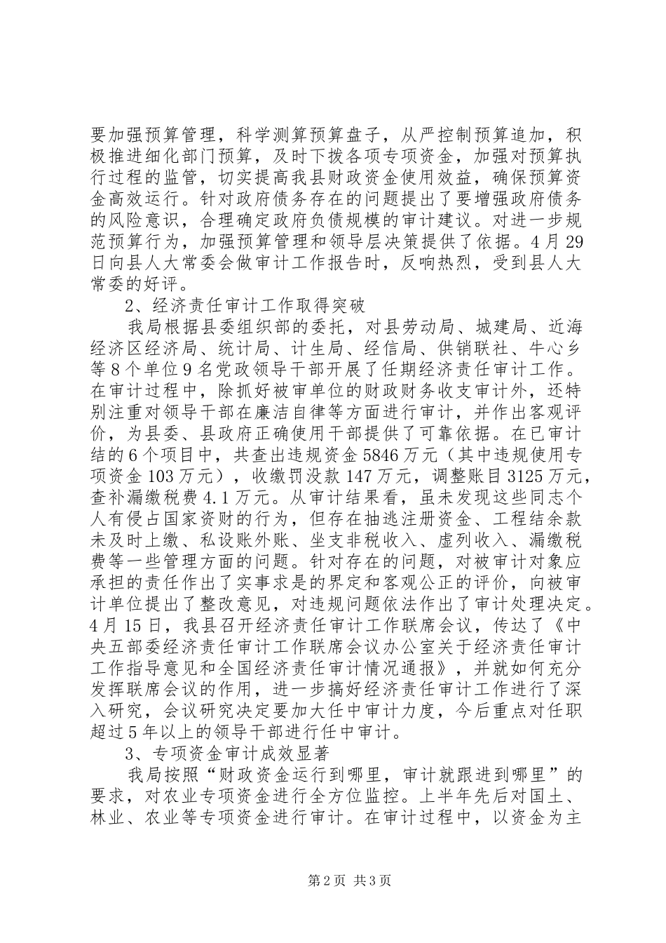 县审计局上半年工作总结和下半年工作打算 _第2页