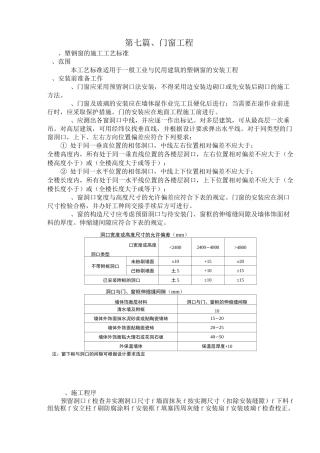 门窗的施工工艺