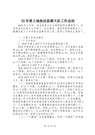 XX年度土地执法监察大队工作总结