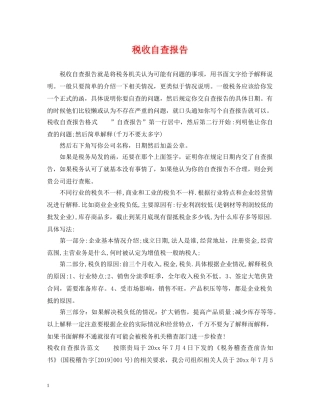税收自查报告 