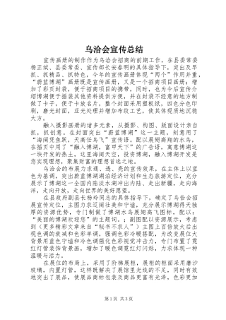 乌洽会宣传总结 