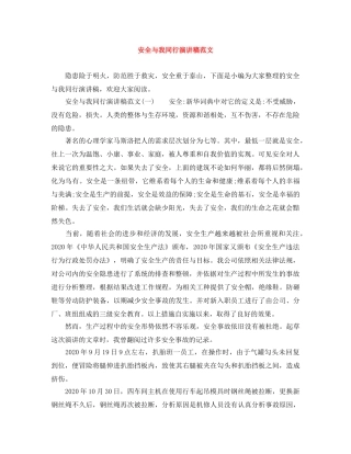 安全与我同行演讲稿范文 