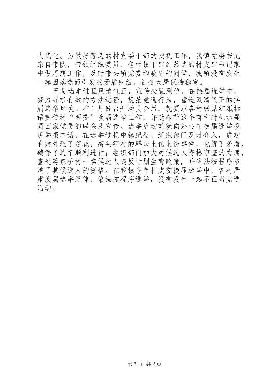 XX年乡镇村党支部换届工作总结_第2页