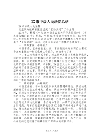 XX市中级人民法院总结
