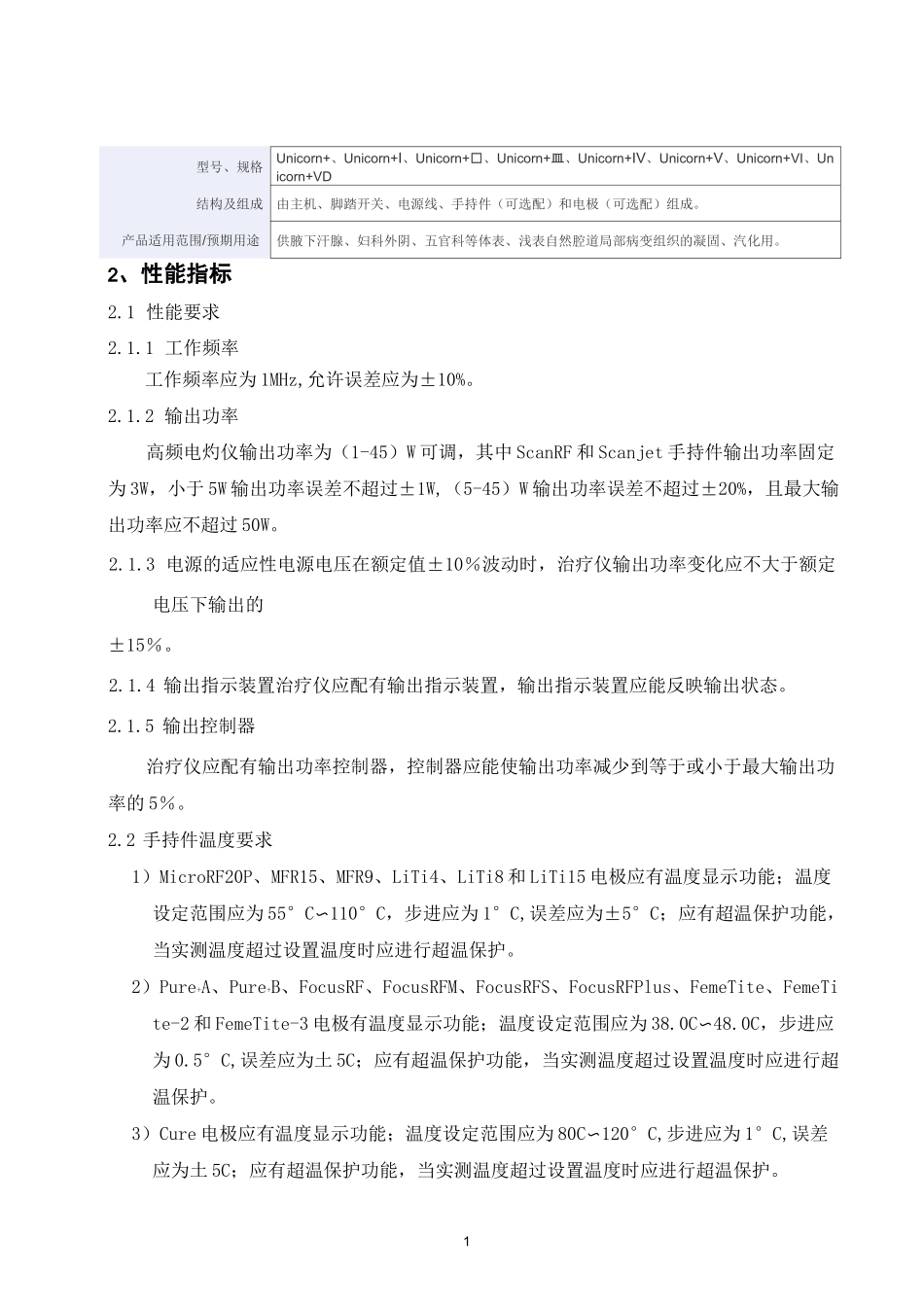 高频电灼仪产品技术要求深圳半岛医疗_第1页