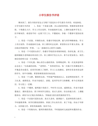 小学生报告书评语 