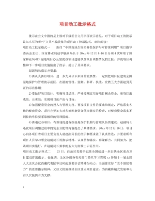 项目动工批示格式 