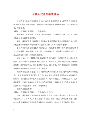 乡镇人代会开幕式讲话