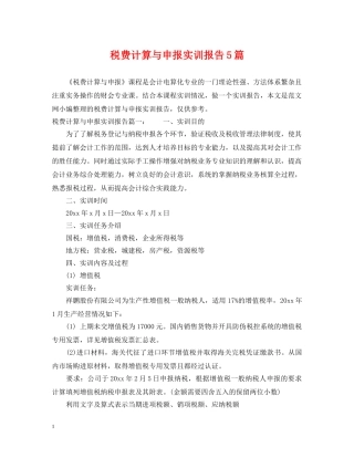 税费计算与申报实训报告5篇 